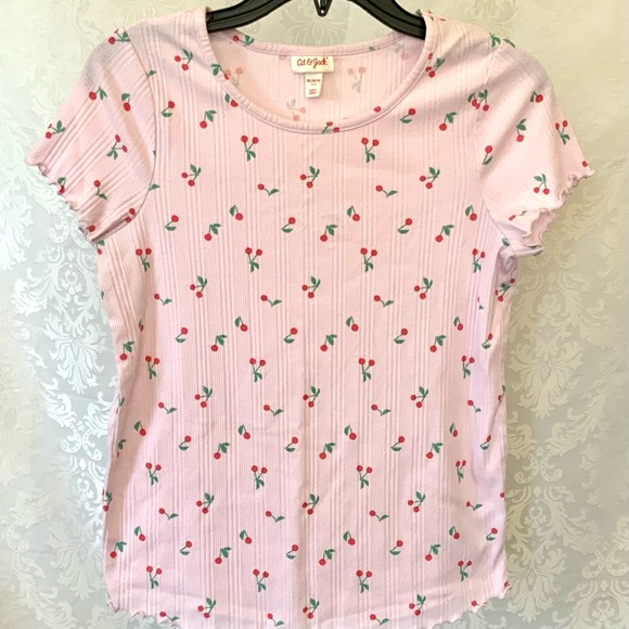 Cat and Jack Girls Pink T-Shirt with Cherry print. SZ(XL) - Picture 1 of 5